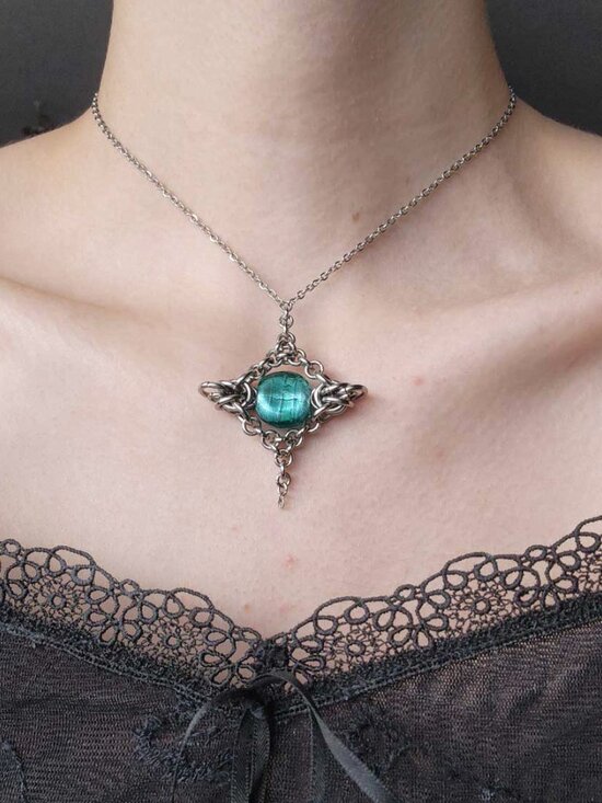 Handmade Jewelry - Aqua and silver star statement necklace